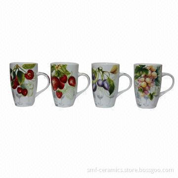 16oz New Bone China/Ceramic Mugs, Various Colors are Available, Available in Fruit Design